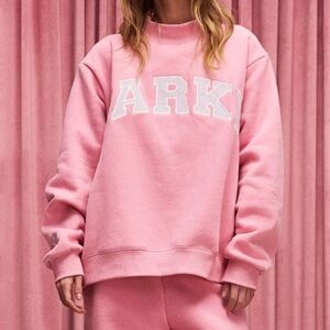 Parke Pink Oversized Logo Sweatshirt Crewneck Cozy Casual Pullover